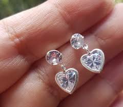 Brinco Ponto e Coração Prata